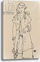 Постер Шиле Эгон (Egon Schiele) Nude with Fur Trimmed Coat; Madchenakt mit pelzbesetztem Mantel, 1917