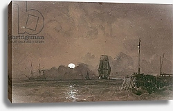 Постер Чамберс Джордж Sunderland Harbour: Moonlight, 19th century