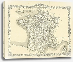 Постер Карта Франции, 1851 г. 1
