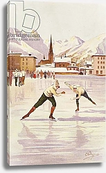 Постер Пеллегрини Карло Skaters racing on the ice rink at Davos, Switzerland