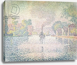 Постер Синьяк Поль (Paul Signac) The Seine at Sannois, the tugboat 