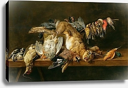 Постер Утрехт Адриан Still life of dead birds and a hare on a table, 1647