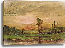 Постер Мункачи Михай Evening Landscape with a Herd of Cattle near Jouy-en-Josas, 1881