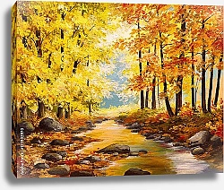 Постер Красочные осенние деревья у ручья