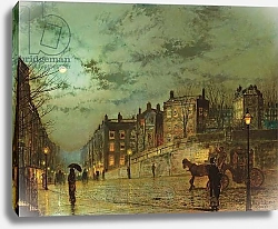 Постер Гримшоу Джон Аткинсон  Hampstead Hill, Looking Down Heath Street, 1881