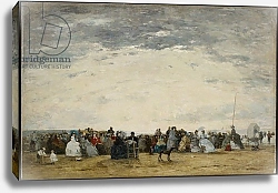 Постер Буден Эжен (Eugene Boudin) Vacationers on the Beach at Trouville, 1864