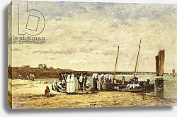 Постер Буден Эжен (Eugene Boudin) Fisherwomen disembarking from Plougastel, 1870
