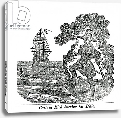 Постер Школа: Английская 18в. Captain Kidd Burying His Bible, illustration from 'Pirates own Book' by Charles Elms