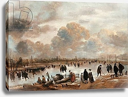 Постер Ниер Арт A Winter Landscape with Skaters and Townsfolk on a Frozen Waterway