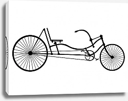 Постер Длинный ретро велосипед на белом фоне