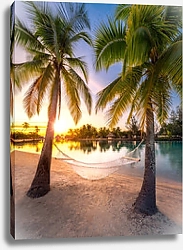 Постер Отдых на пляже в Карибском море на закате