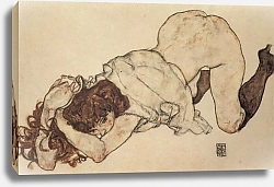 Постер Шиле Эгон (Egon Schiele) Девушка на коленях, опирающаяся на локти
