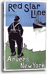 Постер Касьер Хенрик Poster advertising the 'Red Star Line' from Antwerp to New York, 1899
