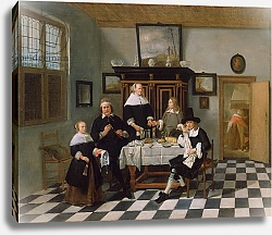 Постер Брекеленкам Квиринг Family Group at Dinner Table, c.1658-60