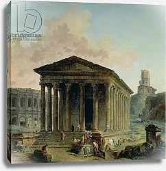 Постер Робер Юбер The Maison Carree with the Amphitheatre and the Tour Magne at Nimes, 1786-87