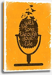 Постер Ретро иллюстрация с силуэтом микрофона