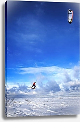 Постер Кайтбордист над снежным полем