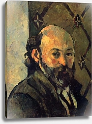Постер Сезанн Поль (Paul Cezanne) Автопортрет на зеленом фоне