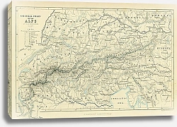 Постер Карта центральной цепи Альпийских гор