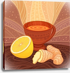 Постер Чашка чаю с имбирем и лимоном