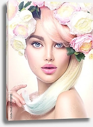 Постер Портрет девушки в венке в пастельных тонах