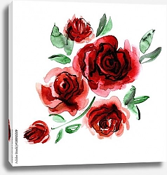 Постер Акварельные красные розы на белом