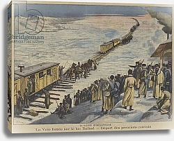 Постер Школа: Французская 20в. The Russo-Japanese War: the first trains carrying Russian reinforcements crossing the frozen Lake Baikal.