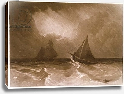 Постер Тернер Уильям (William Turner) R.808b Ship and Cutter, from the 'Little Liber', engraved by the artist, c.1826