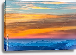 Постер Красочный закат в горах зимой