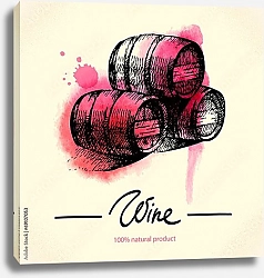 Постер Три бочонка вина с красной кляксой