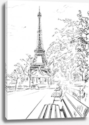 Постер Париж в Ч/Б рисунках #48