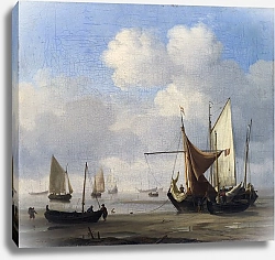 Постер Вельде Вильям Малые голландские лодки на низкой воде в штиль