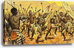 Постер МакКоннел Джеймс Zulu warriors being forced by Shaka to dance on thorny ground