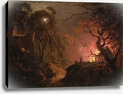 Постер Райт Джозеф A Cottage on Fire at Night, c.1785-93