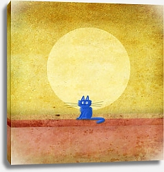 Постер Сикорский Андрей (совр) Голубой котенок на фоне огромного Солнца
