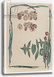 Постер Дзэсин Сибата Cherry Blossoms with Pine Needle Border from the Series Hana Kurabe, c.1880