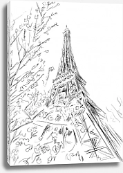 Постер Париж в Ч/Б рисунках #6