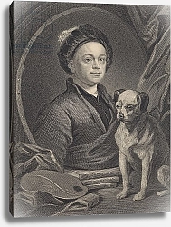Постер Хогарт Вильям (последователи) Self Portrait, engraved by J. Mollison