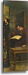 Постер Курбе Гюстав (Gustave Courbet) Baudelaire reading a book, detail from 'The Studio of the Painter, a Real Allegory', 1855