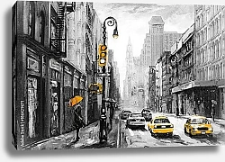Постер Желтое такси на улице Нью-Йорка