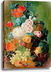 Постер Ос Ян Still Life with fruit, flowers and bird's nest