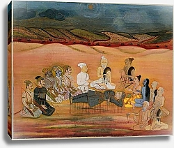 Постер Школа: Индийская 18в The Death of Bhishma, Mortally Wounded by Arjuna's Numerous Arrows, c.1760-1770