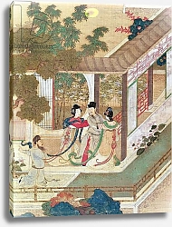 Постер Школа: Китайская 19в. A romantic meeting, illustration from a traditional Chinese novel