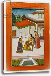 Постер Школа: Индийская 18в A lady receiving a messenger, mid 18th century