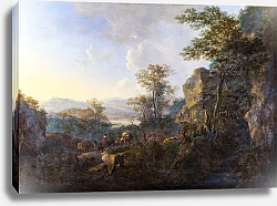 Постер Боф Ян Горный пейзаж с крестьянами и мулами