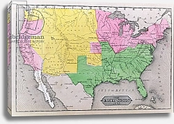 Постер Неизвестен Map of the United States in 1861, by John Warner Barber and Henry Hare, 1861