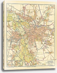 Постер Карта Лейпцига с пригородами, конец 19 в.