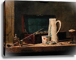 Постер Шарден Жан-Батист Still Life of Pipes and a Drinking Glass