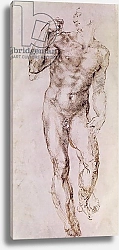 Постер Микеланджело (Michelangelo Buonarroti) Sketch of David with his Sling, 1503-4