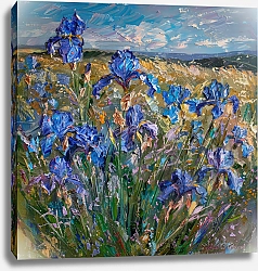 Постер Blue irises before a thunderstorm